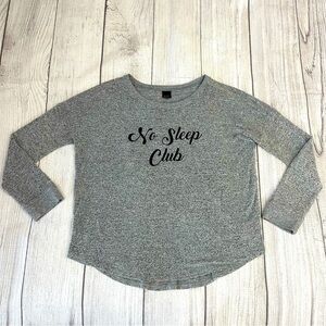 FREE PRESS Women’s Gray Long Sleeve 'No Sleep Club' Top Pajamas Lounge Sz Small